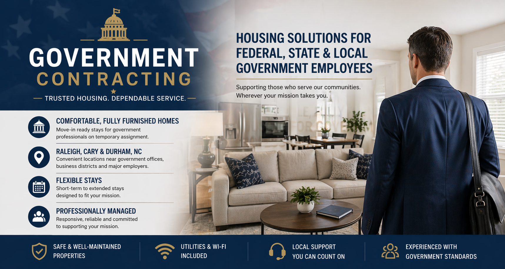 Temporary furnished housing for government personnel